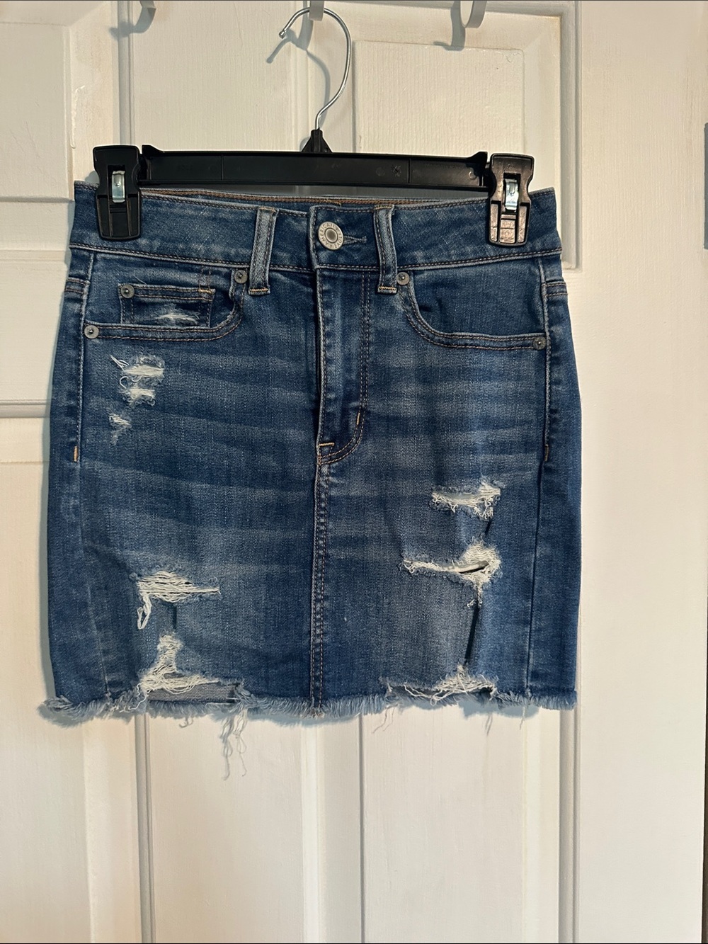 American Eagle High School rise mini Jean skirt size 0